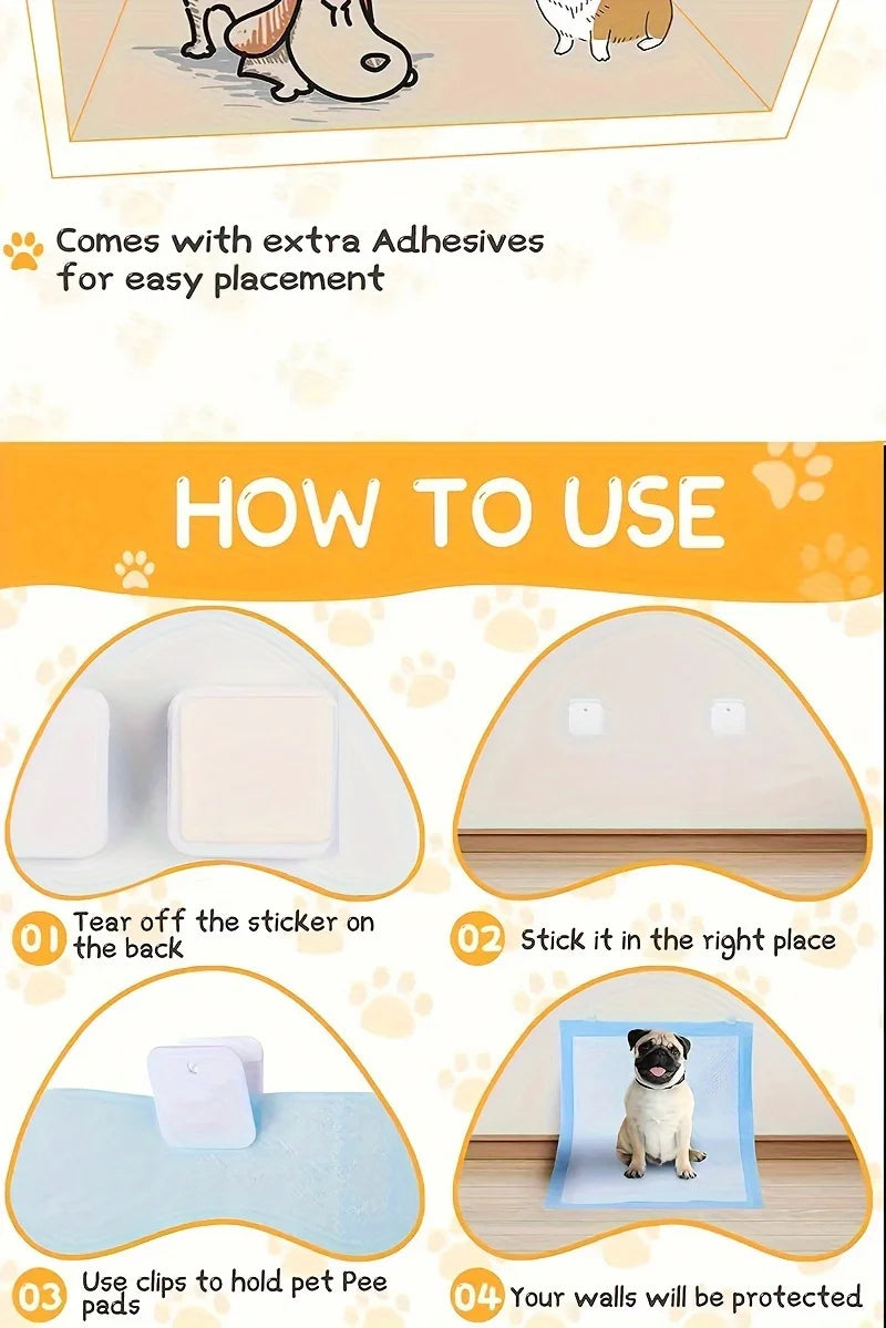 Wall-Mounted Pee Pad Clip Holder Set