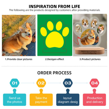 Custom Dog Photo Night Light Pet Memoral Gift Light Up Pet Memorial Plaque Cat Photo Gift Personalized Gift for Pet Loss