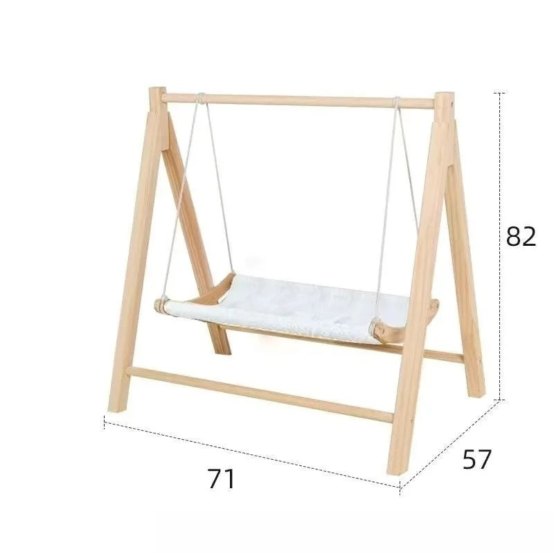 Double Layered Pet Hammock Light Luxury Cat Swing Large Capacity Wooden Cat Bed Floor Standing Comfortable and Stable Cat Bed