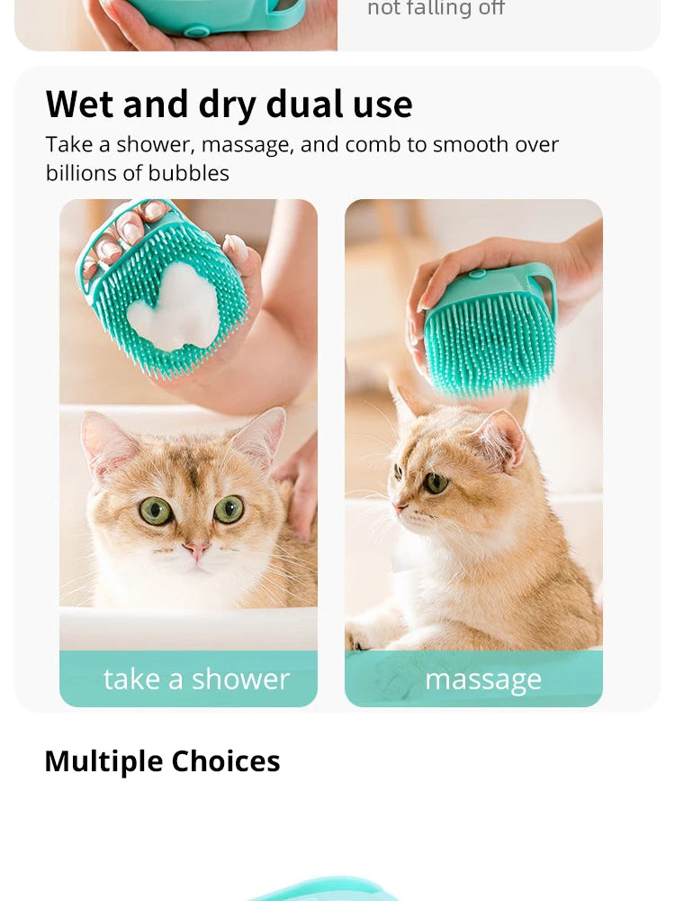 Soft Silicone Pet Bathing Brush and Massager