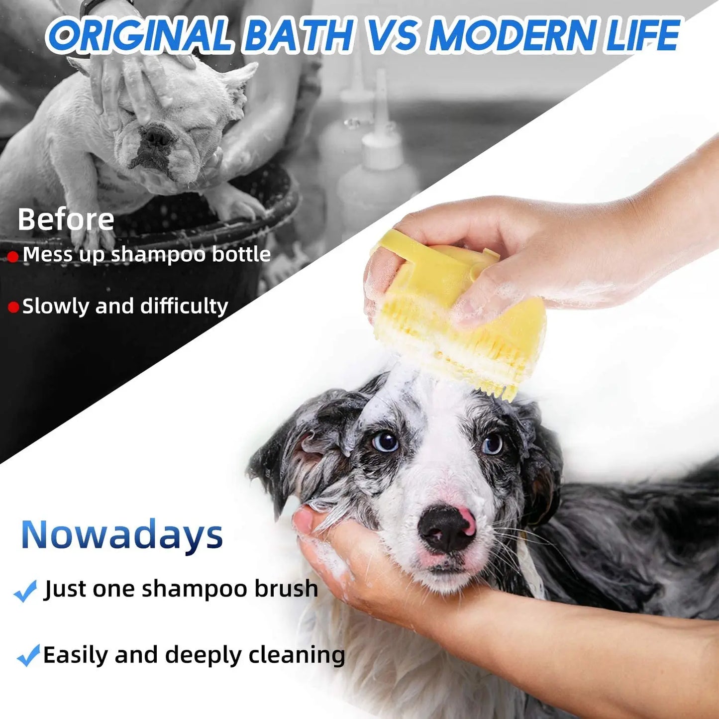 Silicone Dog Shampoo Brush and Massage Comb