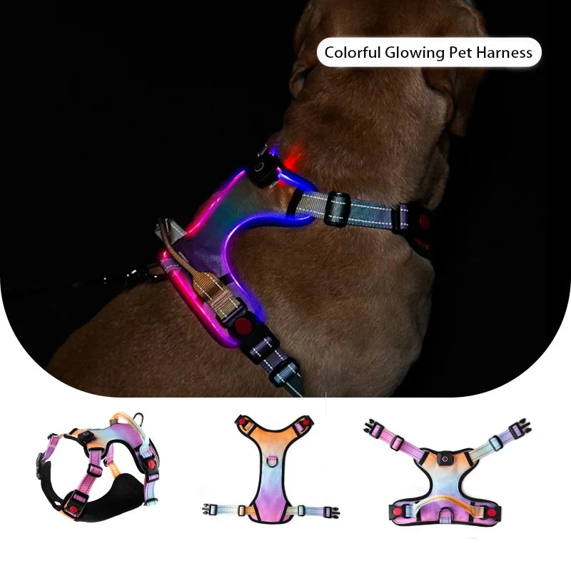 Luminous Dog Harnesses with Three LED Light Modes [Rechargeable]