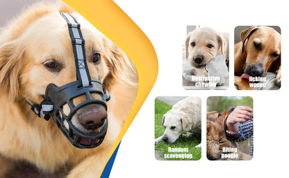 Reflective Breathable Basket Muzzle for Dogs