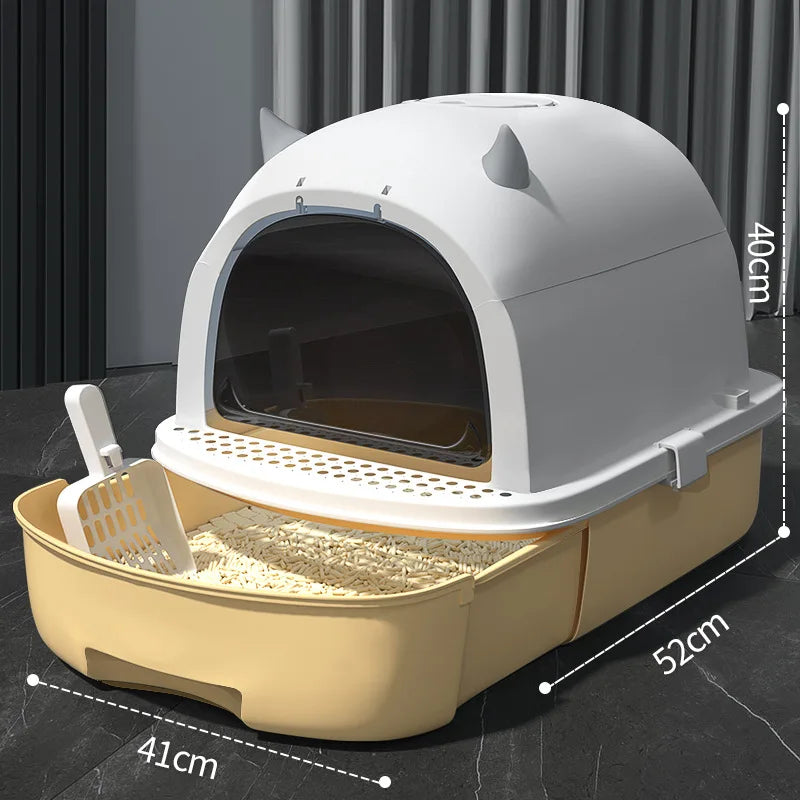 Cartoon Devil Cat Litter Box Drawer Splash Proof Odor Control Self Cleaning Automatic Cat Toilet Indoor Apartment Cat Box