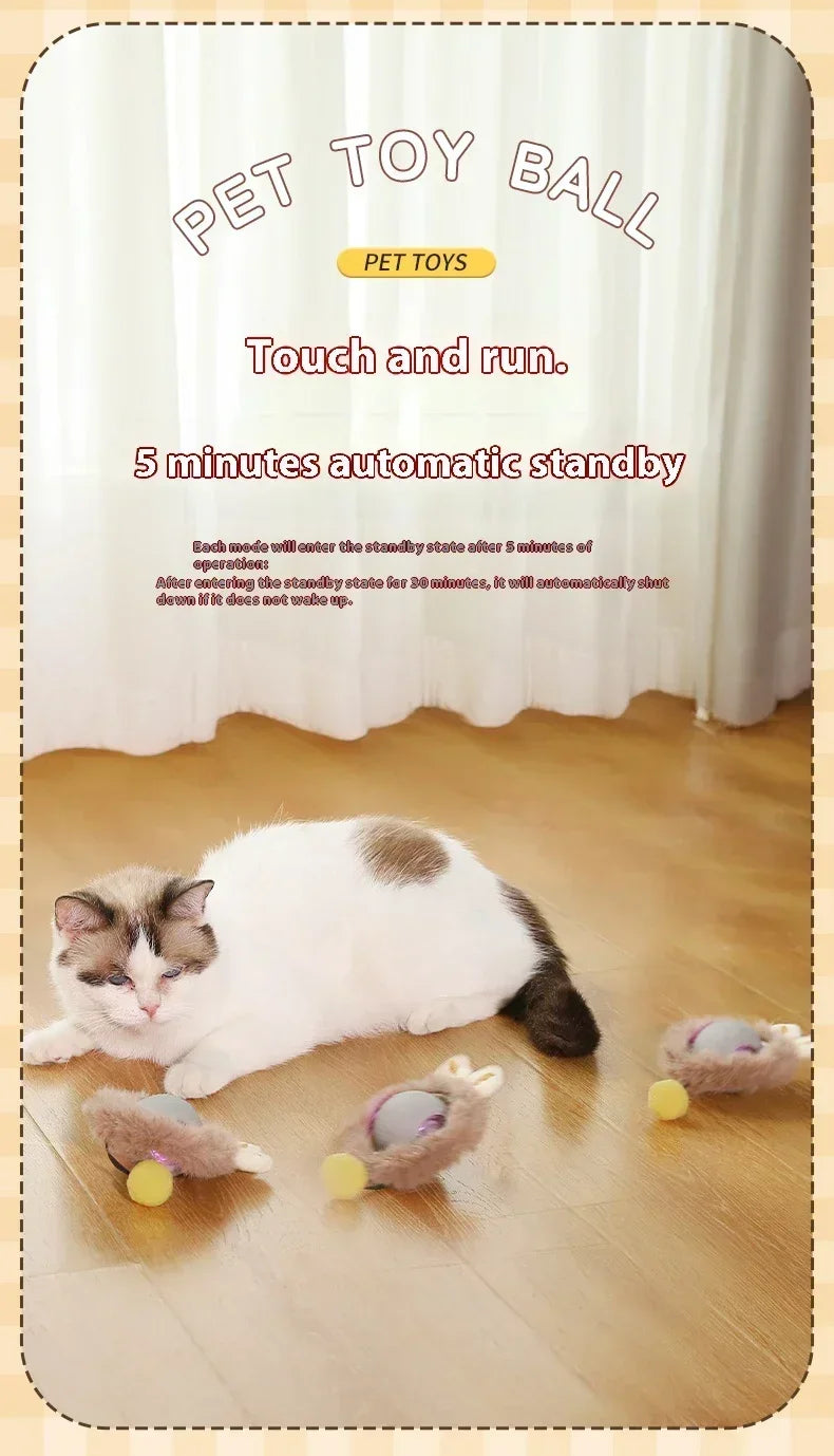 Interactive Motion Activated Plush Cat Toy Ball