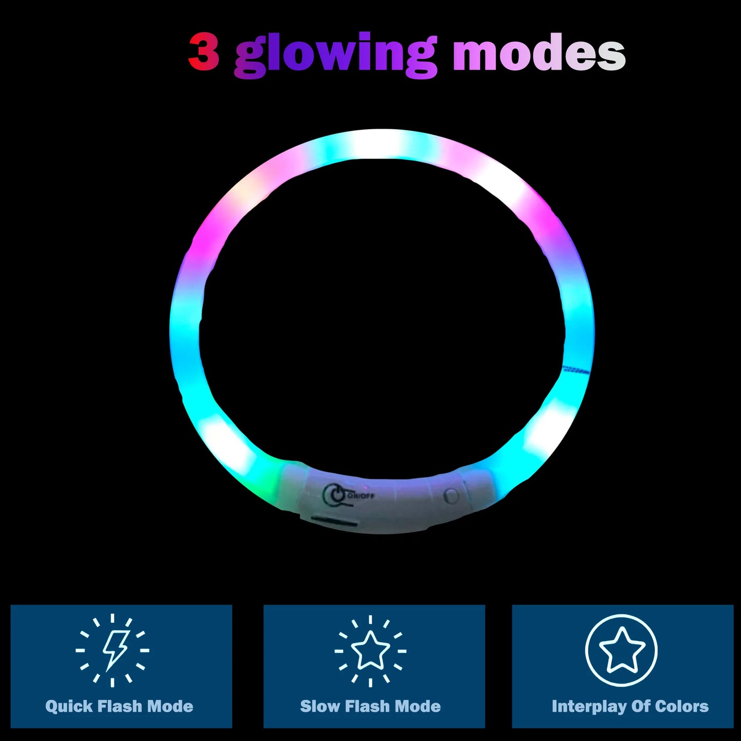 Silicone LED Light Up Collar with Rechargeable Battery