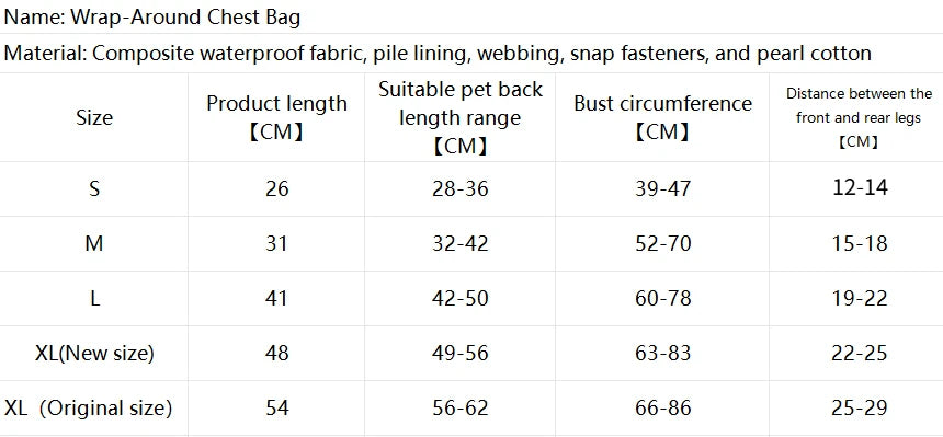 Chest Pet Bag Wrapping Large Dog Backpack