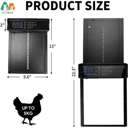 Automatic Chicken Coop Door Solar Powered (Electric LCD Display)