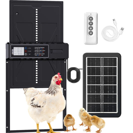 Large Size Solar Powered Fully Automatic Chicken Coop Door Aluminum Alloy with Timer Remote LCD Control for Easy Coop Management