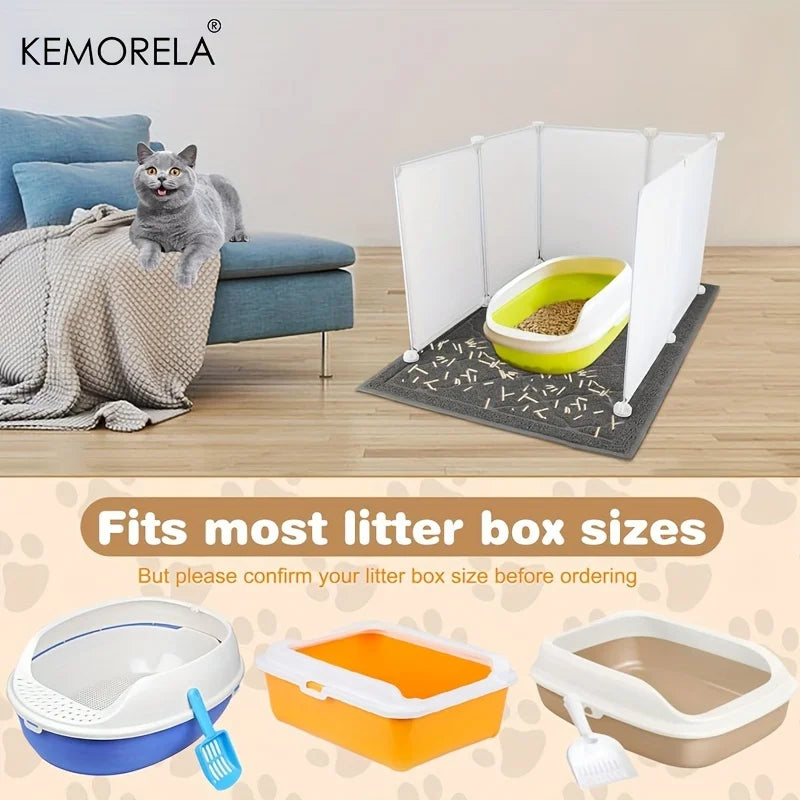 Cat Litter Box Enclosure Splash Guard With Cat Litter Mat