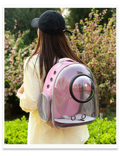 {As seen in Argylle} Space Capsule Pet Backpack-Airline Approved Transparent Carrier [Large Capacity + 360° Ventilation + Dual Handles]