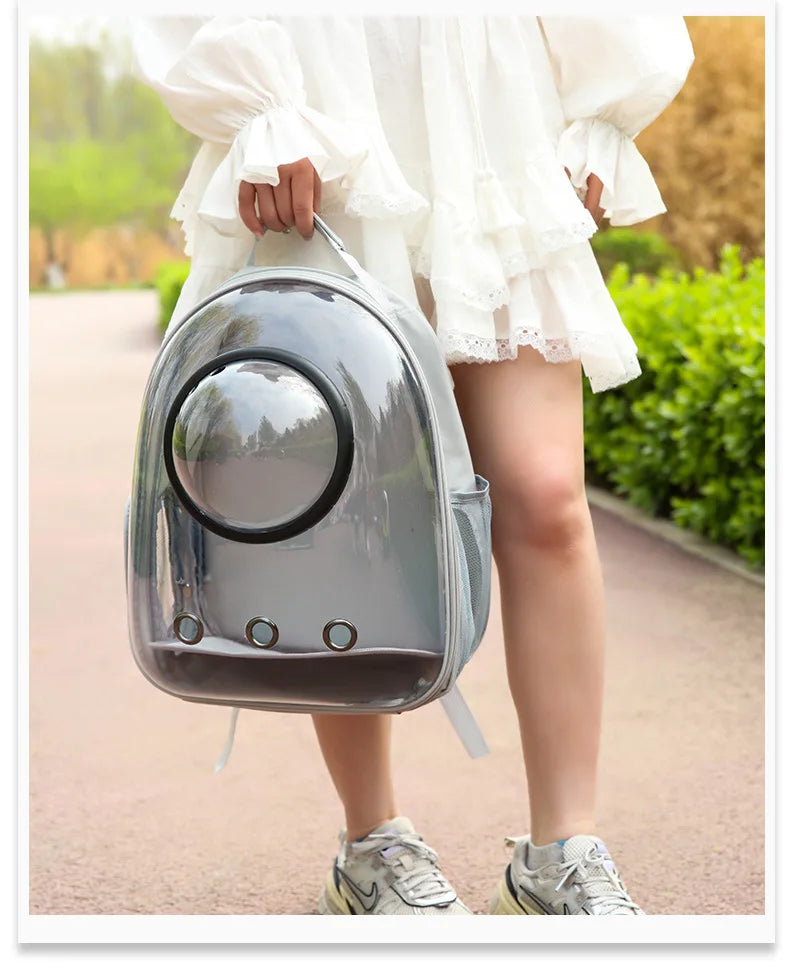 {As seen in Argylle} Space Capsule Pet Backpack-Airline Approved Transparent Carrier [Large Capacity + 360° Ventilation + Dual Handles]