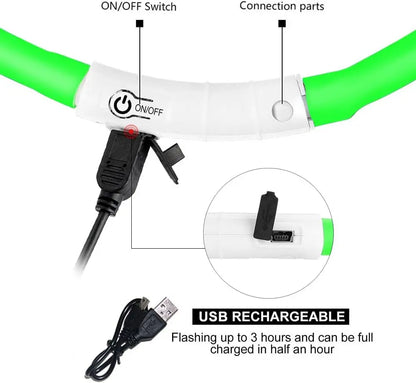 Silicone LED Light Up Collar with Rechargeable Battery