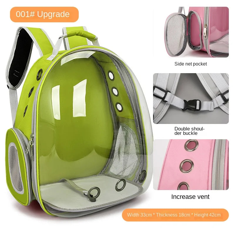 PurView Pro Transparent Cat Backpack - 5-Side Breathable Carrier with Cooling Pad & Reflective Strips,Waterproof Base for Hiking