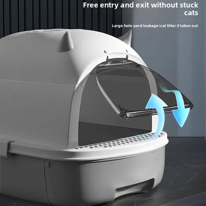Cartoon Devil Cat Litter Box Drawer Splash Proof Odor Control Self Cleaning Automatic Cat Toilet Indoor Apartment Cat Box