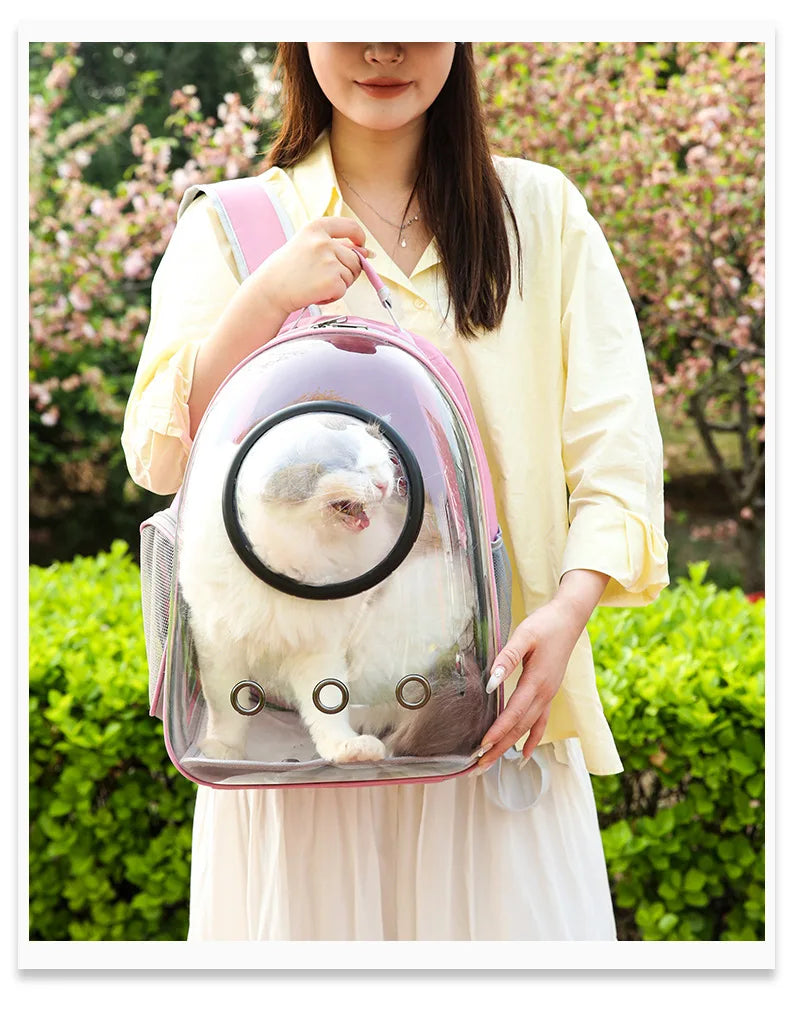 {As seen in Argylle} Space Capsule Pet Backpack-Airline Approved Transparent Carrier [Large Capacity + 360° Ventilation + Dual Handles]