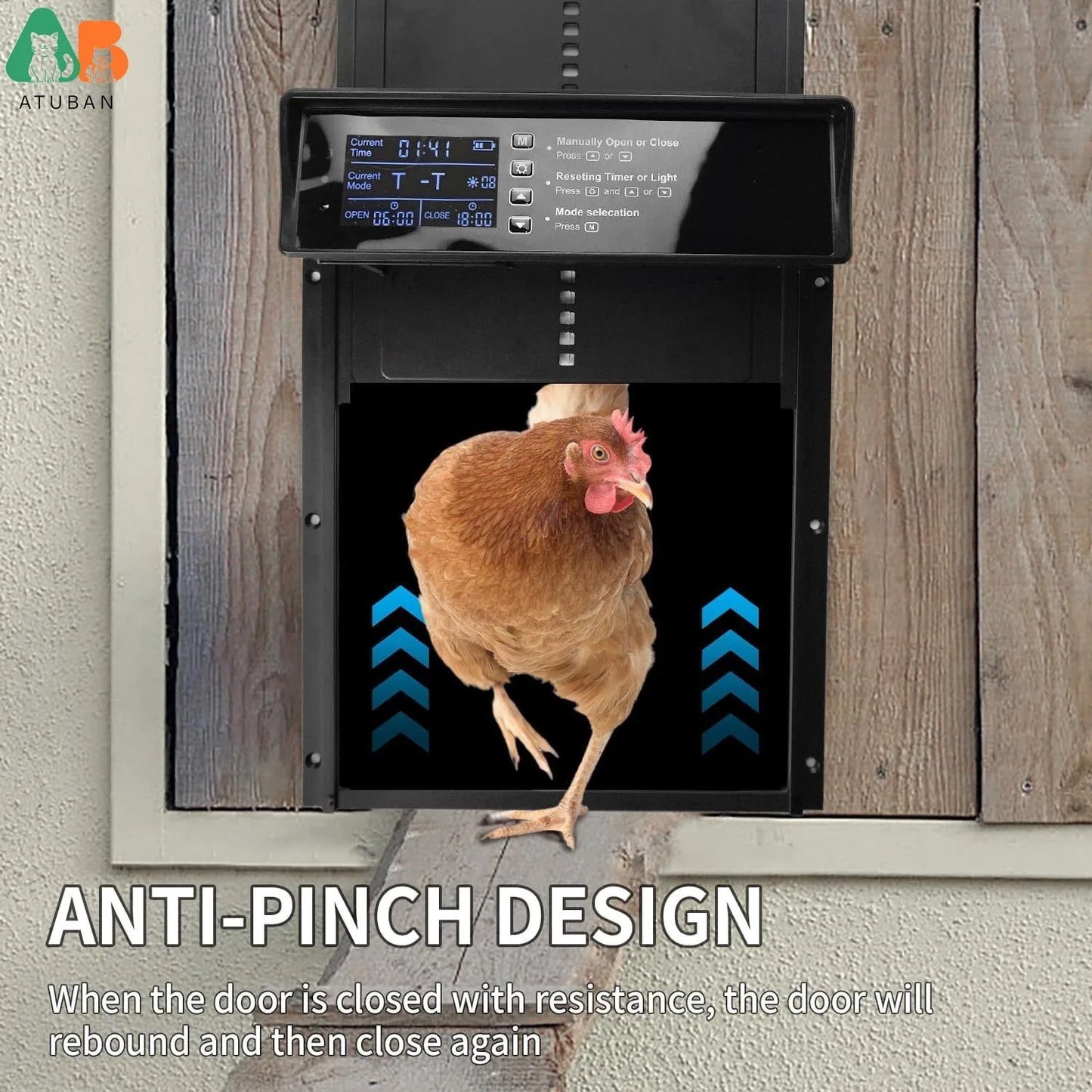 Automatic Chicken Coop Door Solar Powered (Electric LCD Display)