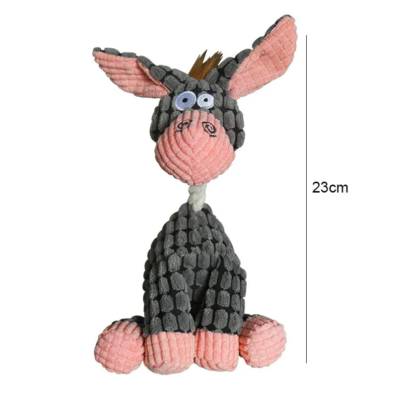 Fun Corduroy Donkey Chew Toy With Squeaker