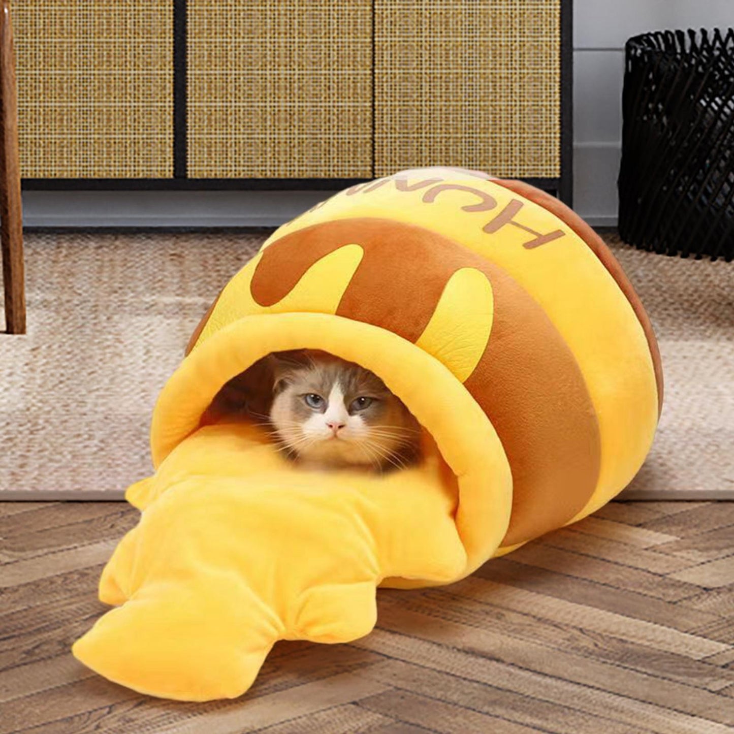 Cozy Honey Pot Cave Cat Bed with Cushion