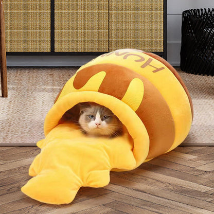 Cozy Honey Pot Cave Cat Bed with Cushion