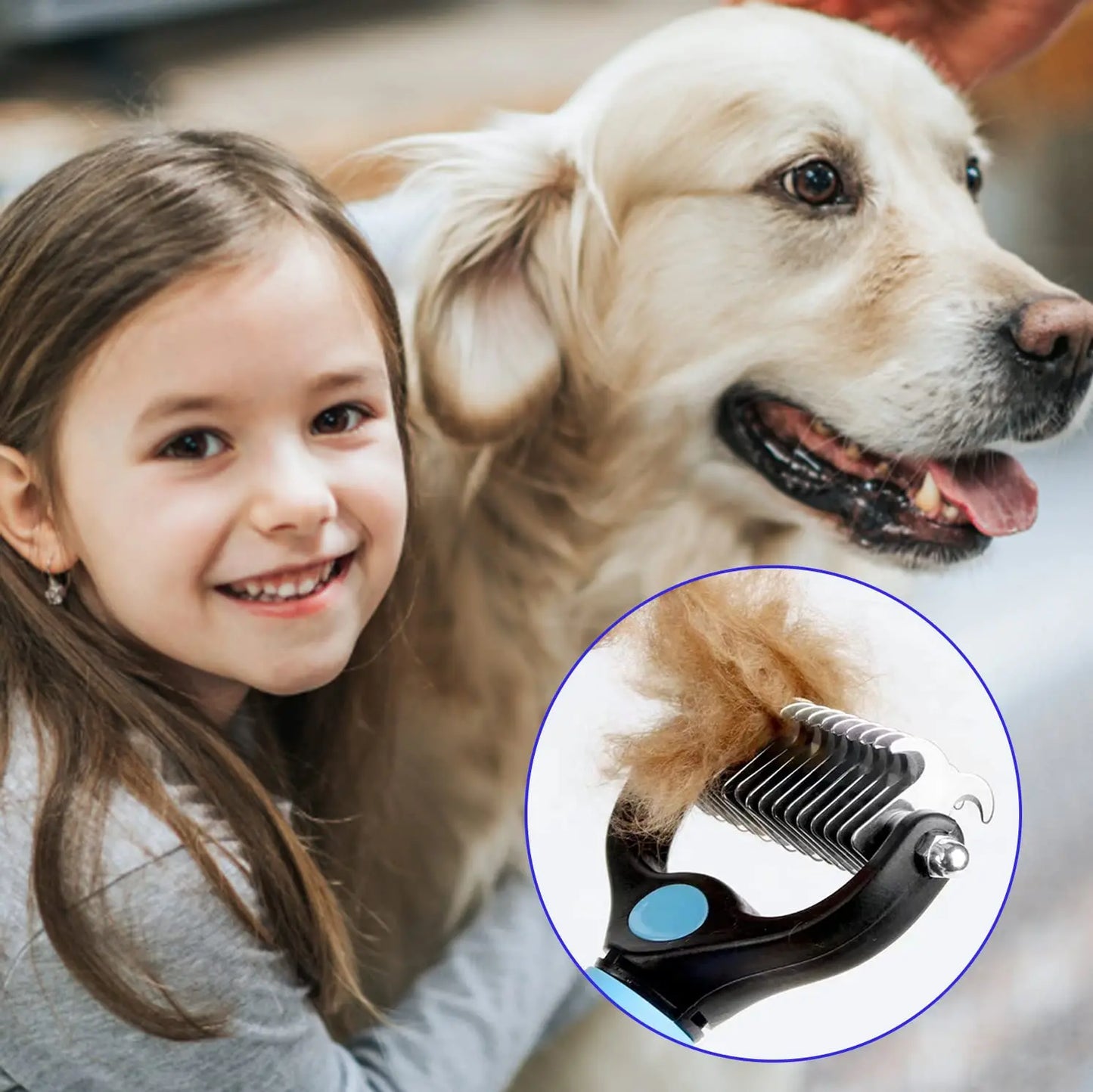 Professional Pet Deshedding Brush and Fur Remover