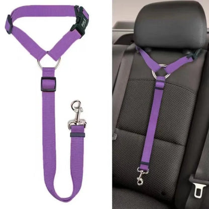 Solid Color Adjustable Two-in-One Pet Safety Belt