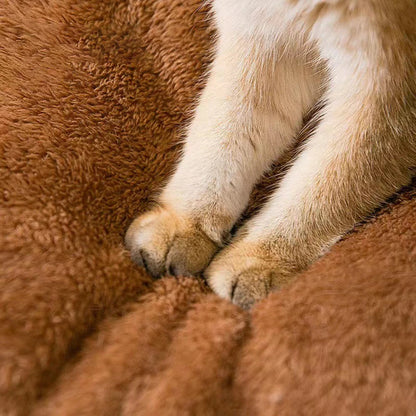 Enclosed Pet Bed, Brown Teddy Bear Style