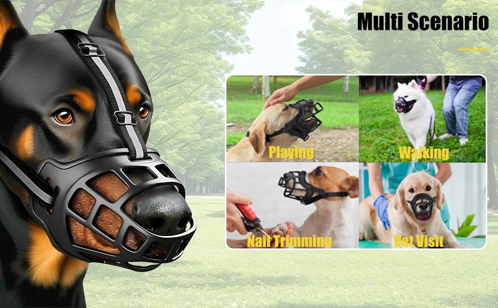 Reflective Breathable Basket Muzzle for Dogs