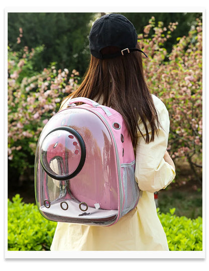 {As seen in Argylle} Space Capsule Pet Backpack-Airline Approved Transparent Carrier [Large Capacity + 360° Ventilation + Dual Handles]