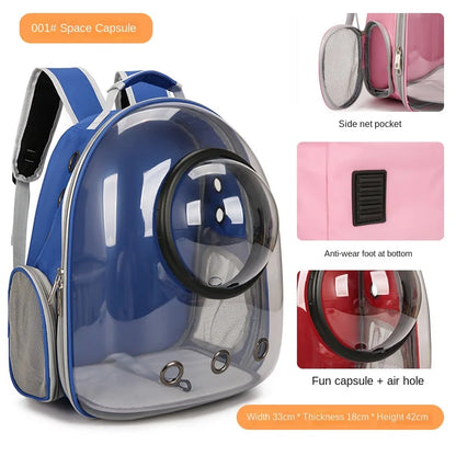 PurView Pro Transparent Cat Backpack - 5-Side Breathable Carrier with Cooling Pad & Reflective Strips,Waterproof Base for Hiking