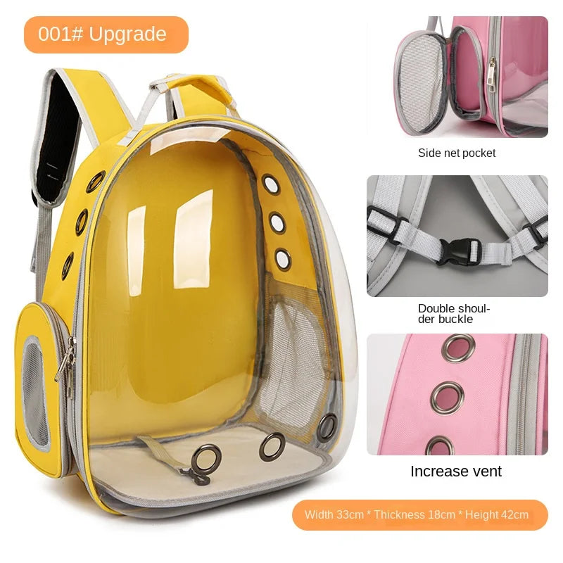 PurView Pro Transparent Cat Backpack - 5-Side Breathable Carrier with Cooling Pad & Reflective Strips,Waterproof Base for Hiking