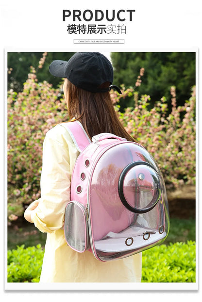 {As seen in Argylle} Space Capsule Pet Backpack-Airline Approved Transparent Carrier [Large Capacity + 360° Ventilation + Dual Handles]