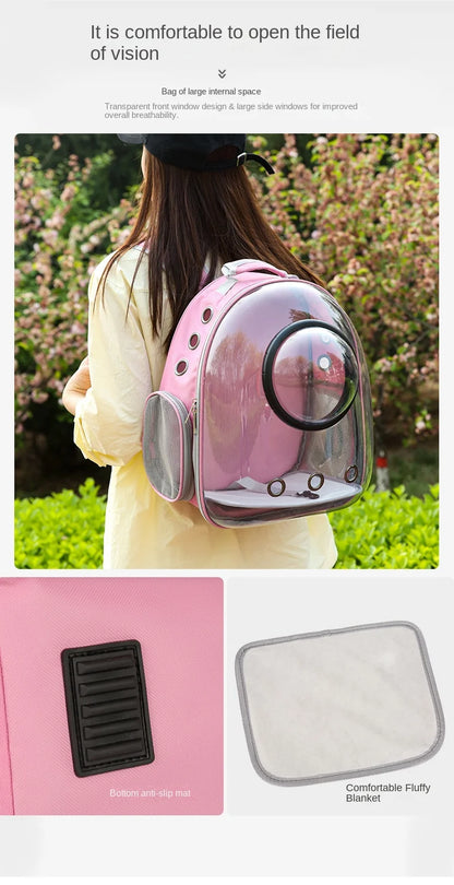 {As seen in Argylle} Space Capsule Pet Backpack-Airline Approved Transparent Carrier [Large Capacity + 360° Ventilation + Dual Handles]