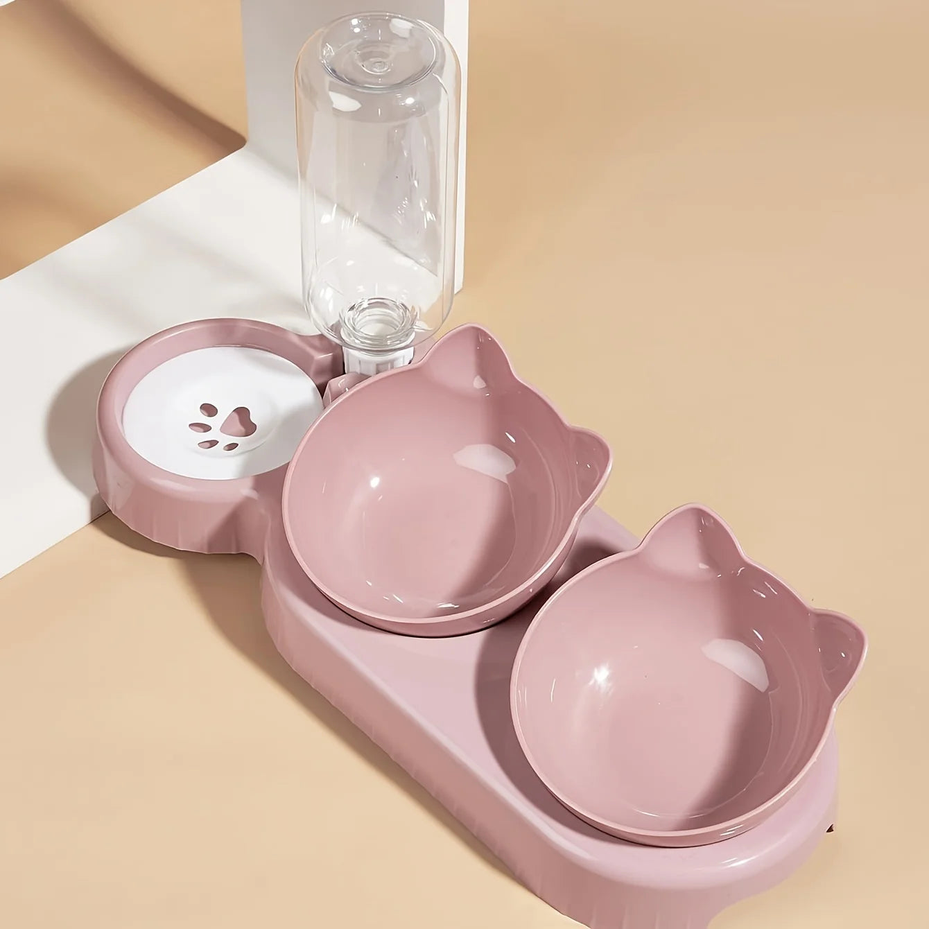 Tilted 3 In 1 Pet Bowl Set With Water Feeder