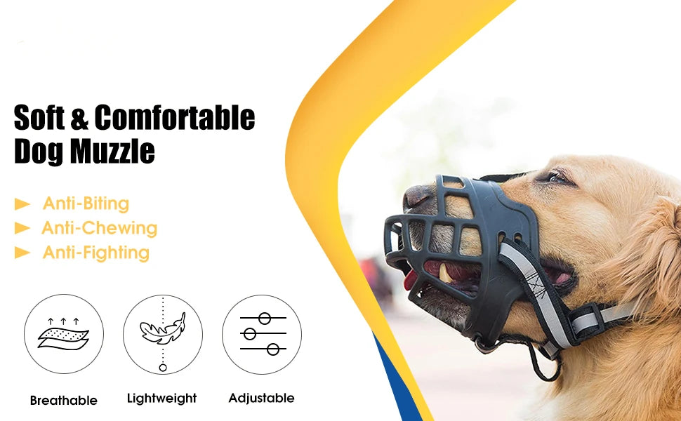 Reflective Breathable Basket Muzzle for Dogs