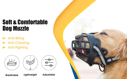 Reflective Breathable Basket Muzzle for Dogs