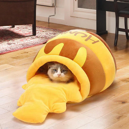 Cozy Honey Pot Cave Cat Bed with Cushion