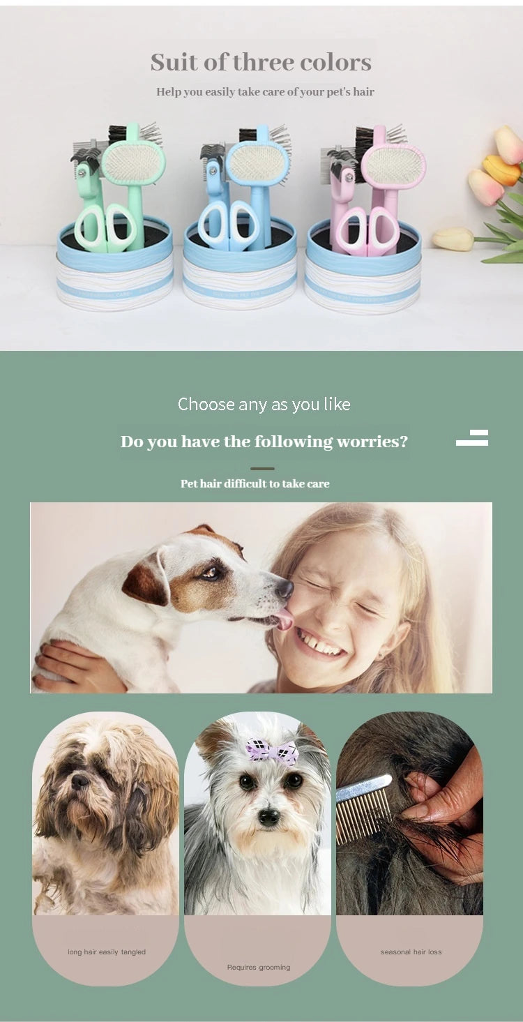 ペットユニバーサルビューティーセット 猫用コーム 両面ノットコーム 猫用爪切りコーム ノミ取りコーム 脱毛製品 ニードルコーム