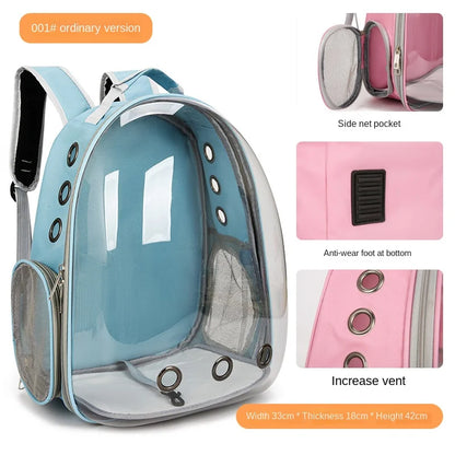 PurView Pro Transparent Cat Backpack - 5-Side Breathable Carrier with Cooling Pad & Reflective Strips,Waterproof Base for Hiking