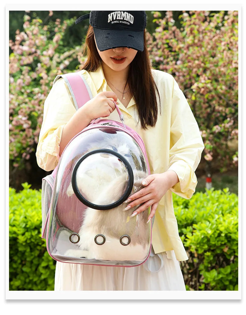 {As seen in Argylle} Space Capsule Pet Backpack-Airline Approved Transparent Carrier [Large Capacity + 360° Ventilation + Dual Handles]