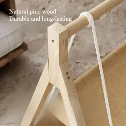 Double Layered Pet Hammock Light Luxury Cat Swing Large Capacity Wooden Cat Bed Floor Standing Comfortable and Stable Cat Bed