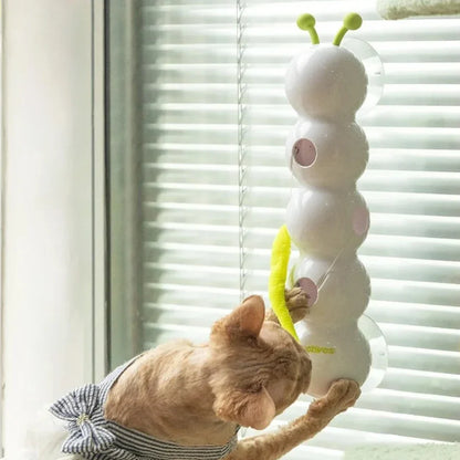 Intelligent Interactive Cat Toy Motion Activated Wack A Worm Post Toy With Tail Automatic Emerging from The Hole Teasing Cat Toy