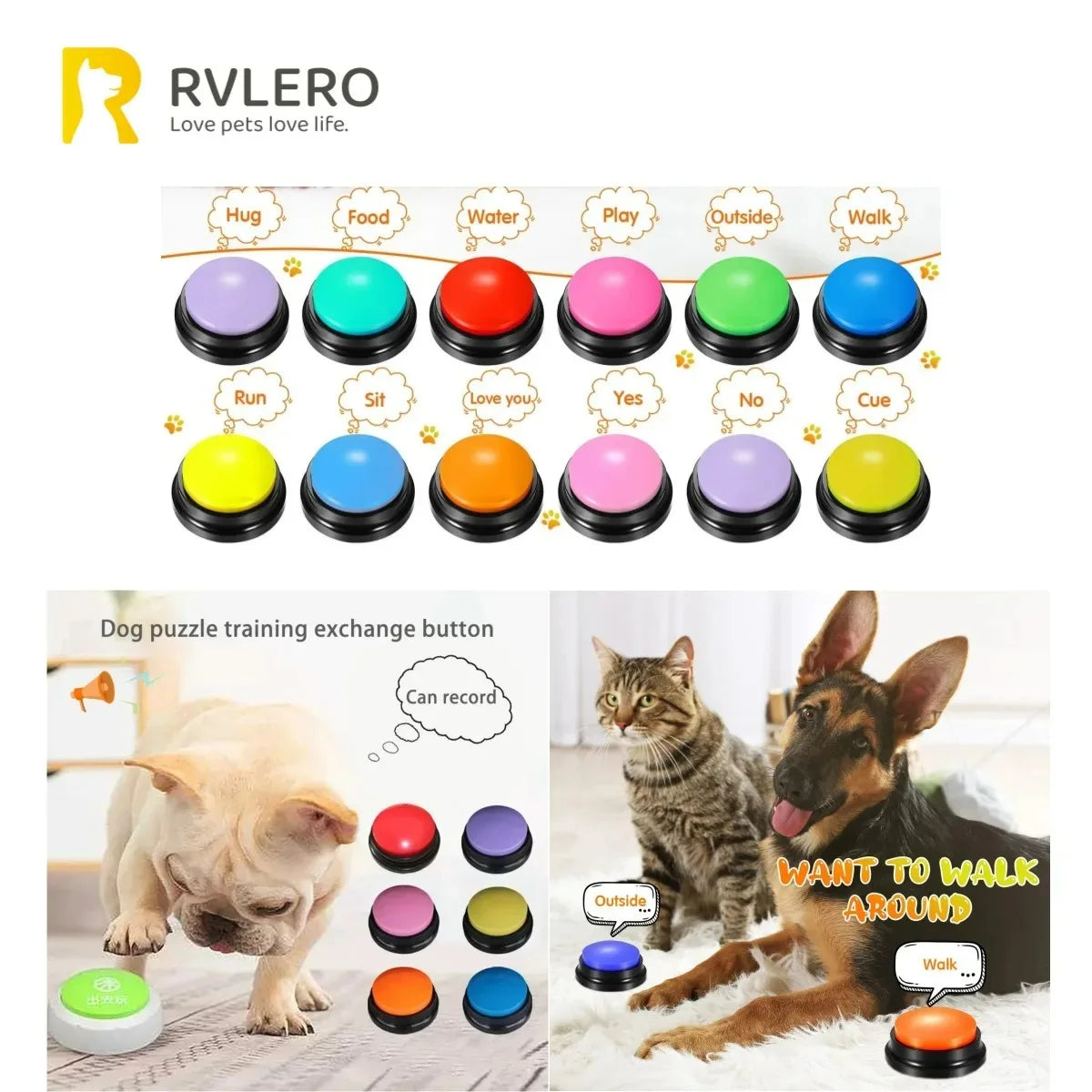 Dog Communication Buttons Voice Recording Buzzer