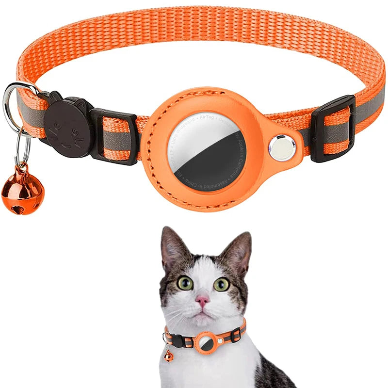 Reflective Cat Collar with AirTag Holder
