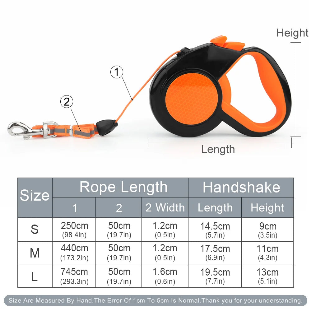 Automatic Retractable Reflective Leash in Multiple Lengths