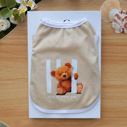 Cute Cartoon Bear Print Summer Pet Vest