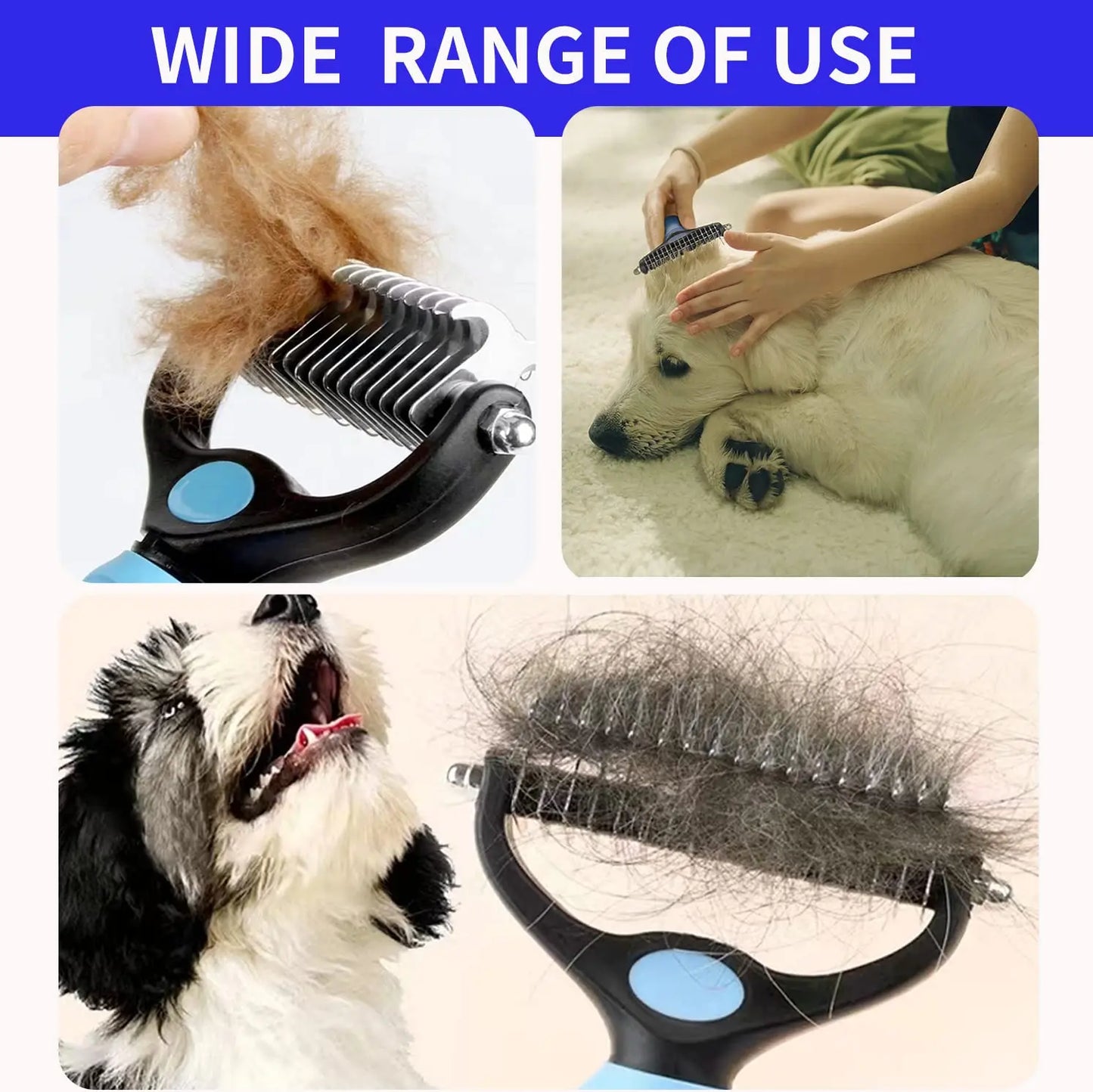 Professional Pet Deshedding Brush and Fur Remover