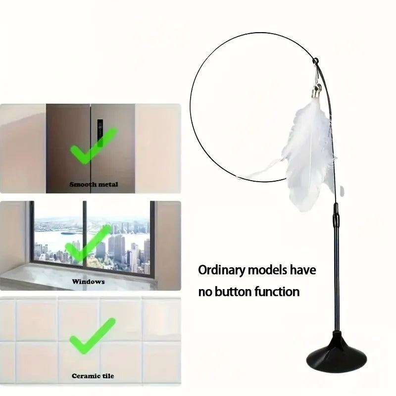 Interactive Feather Wand with Suction Cup Base
