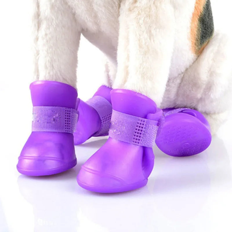 Green and Purple Waterproof Rain Shoes Set