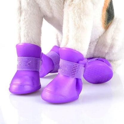 Green and Purple Waterproof Rain Shoes Set